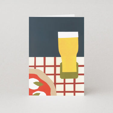 Pizza and Pint Art Card by Molly Bland