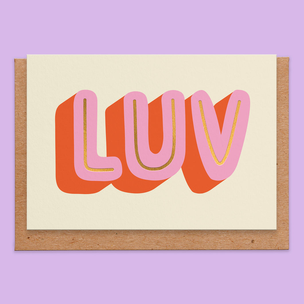 LUV Gold Foil Print Valentines Card