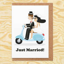 Load image into Gallery viewer, Just Married Scooter Wedding Card
