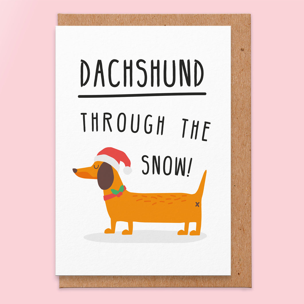 Dachshund Through the Snow Christmas Card